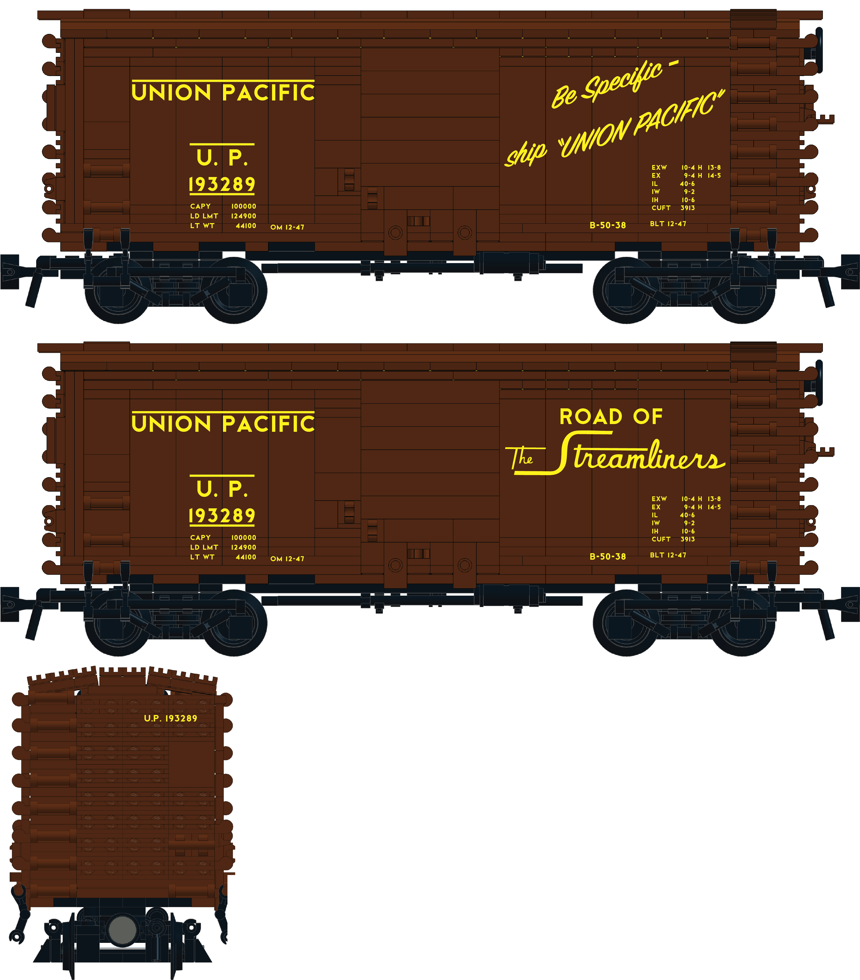 Oddballs  decals HO Union Pacific Class B-50-32 box car ptd freight  red N66 